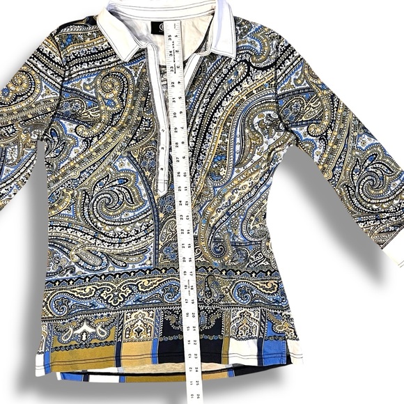 Bogner Women's Floral Paisley Print Tunic Shirt Blouse 1/2 Button blouse XL - Picture 3 of 4